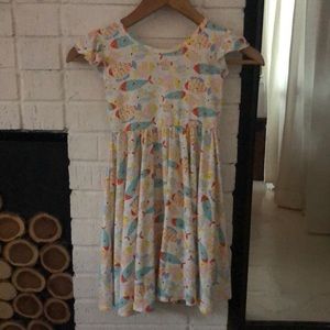 White dress with colors fish all over